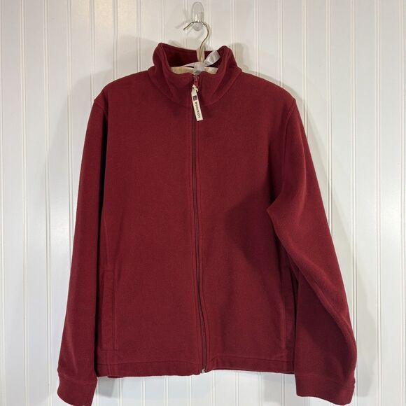 Woolrich Jackets & Blazers - Woolrich Womens Ruby Red Full Zip Fleece Jacket Size Large Mock Neck Casual Cozy